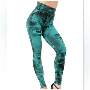 NWOT Green High Waist Stretch Leggings